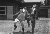 Charlie Chaplin and Douglas Fairbanks enjoying themselves, 1920s